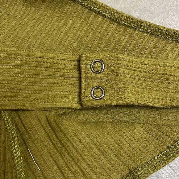 Revolve n:Philanthropy Ribbed Bodysuit Olive Green Square Neck Thong NWT Small - Picture 6 of 11